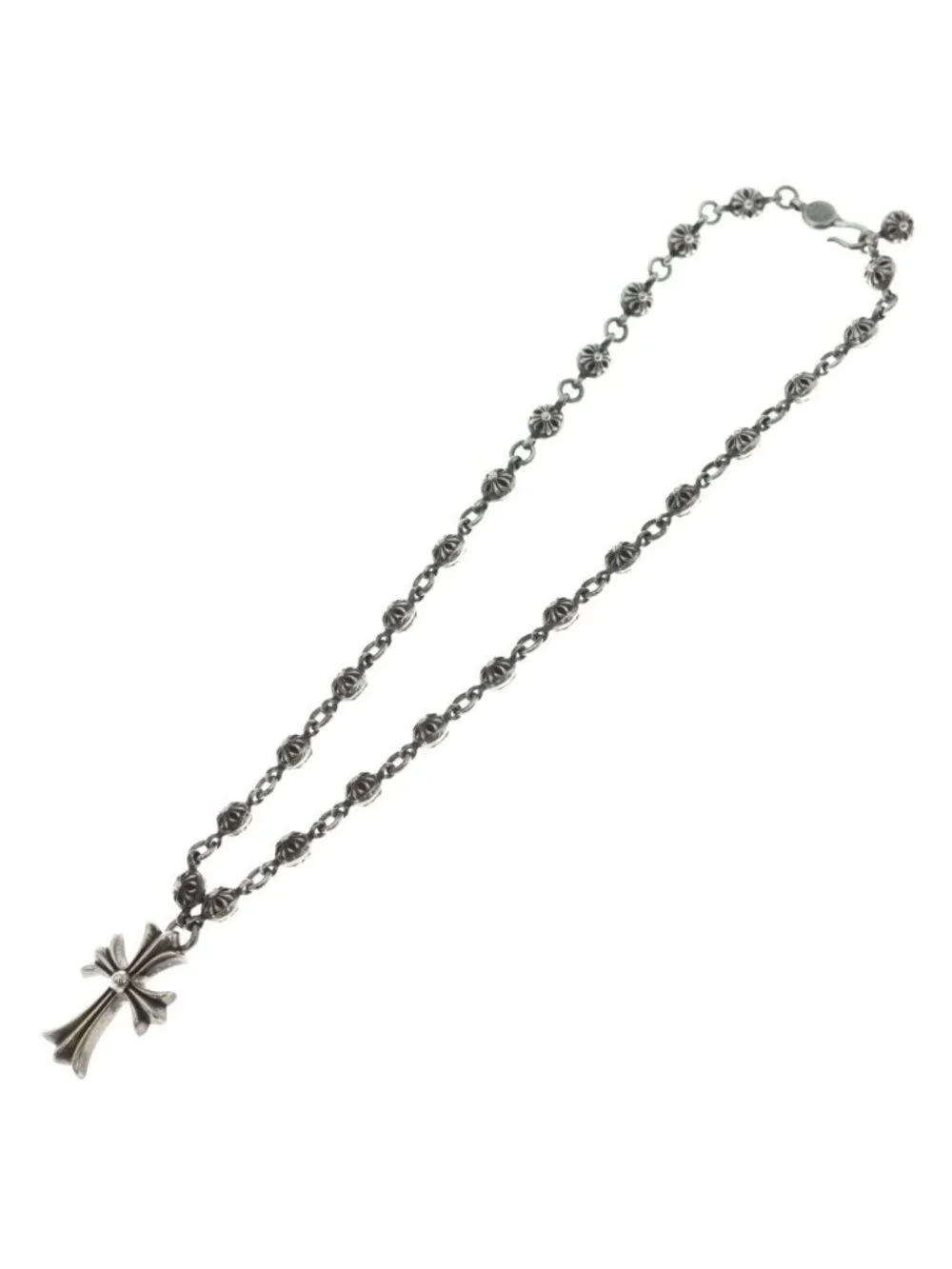 Chrome Hearts 1 Crsbl Chn Sml CH Crs Cross Ball Chain Small CH Necklace Silver